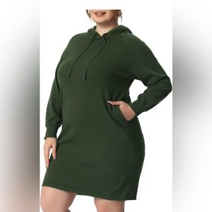 Plus size woman hoodie dress long sleek pull over sweater material